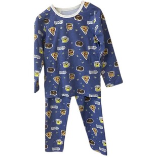 男童家居服薄棉毛衫 纯棉莱卡内衣套装 小黑托昵尼儿童秋衣秋裤 新品