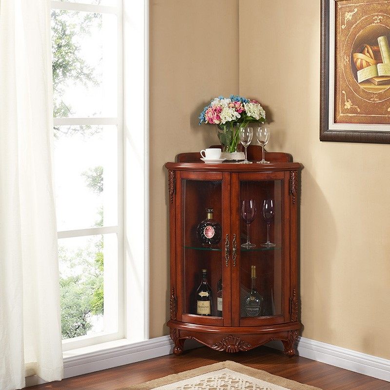 转角酒柜欧式墙角柜实木双门玻璃储物柜美式客厅小展示柜三角酒柜,住宅家具,酒柜,淘宝优惠券,粉丝福利购,淘宝优惠卷