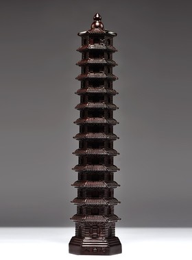 黑檀木雕刻13层文昌塔摆件文昌塔十三层家居客厅玄关装饰工艺品