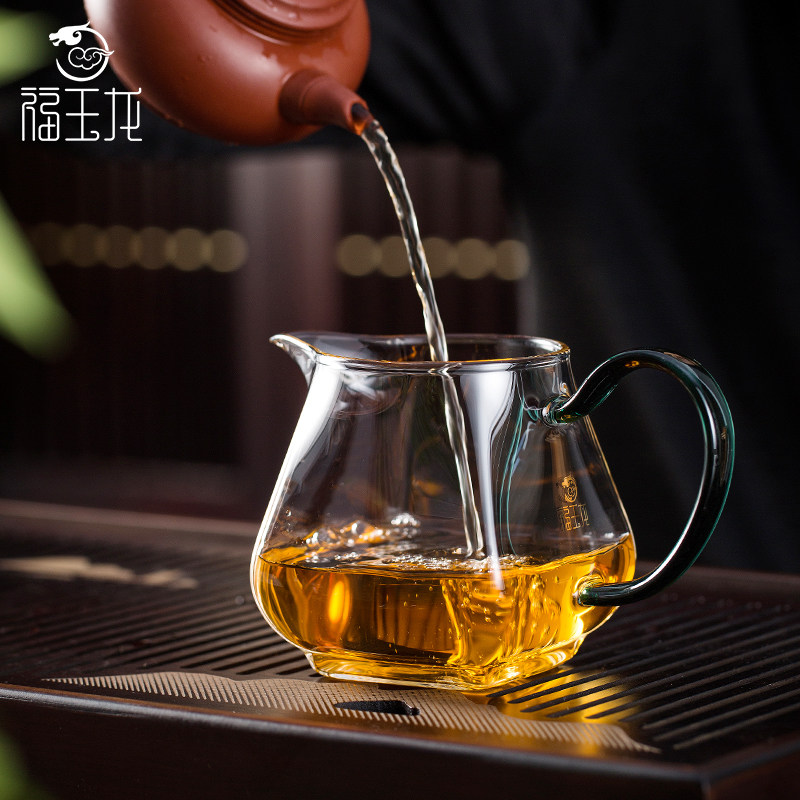 福玉龙玻璃公道杯中式高档复古大容量加厚泡茶高硼硅四方杯分茶器