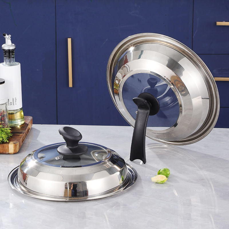 加锅盖不锈钢防爆钢化玻璃可立组合盖炒锅平底锅32cm圆形雅盖