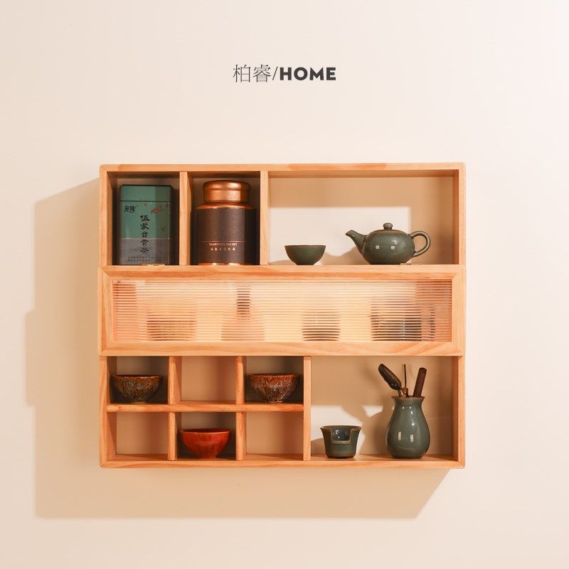 新中式纯实木挂墙多宝阁茶杯摆件杯子收纳置物架桌面壁挂式博古架,住宅家具,多宝格/博古架,淘宝优惠券,粉丝福利购,淘宝优惠卷