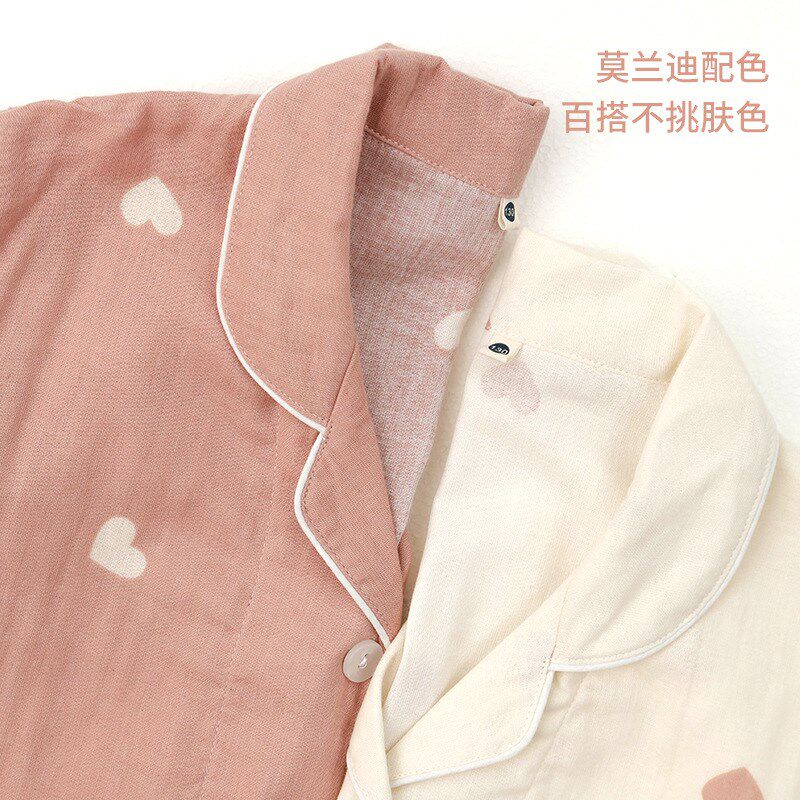 春夏女童纯棉纱布开衫中大童新款薄款长袖长裤儿童睡衣家居服套装