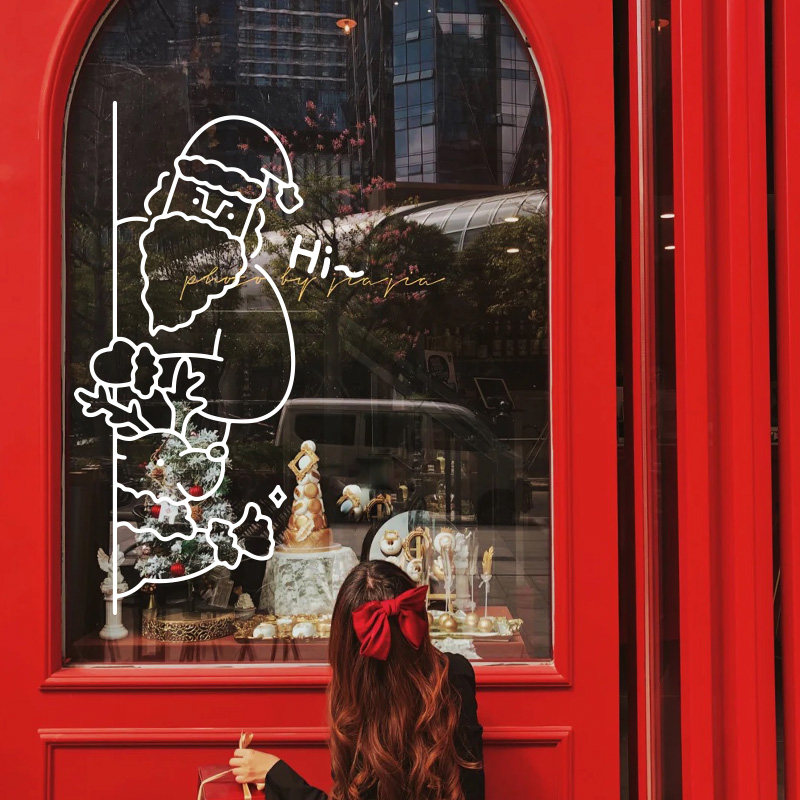 Hi和你打招呼的圣诞老人贴纸 节日气氛装饰玻璃门橱窗户背景墙贴,家居饰品,软装墙贴,淘宝优惠券,粉丝福利购,淘宝优惠卷