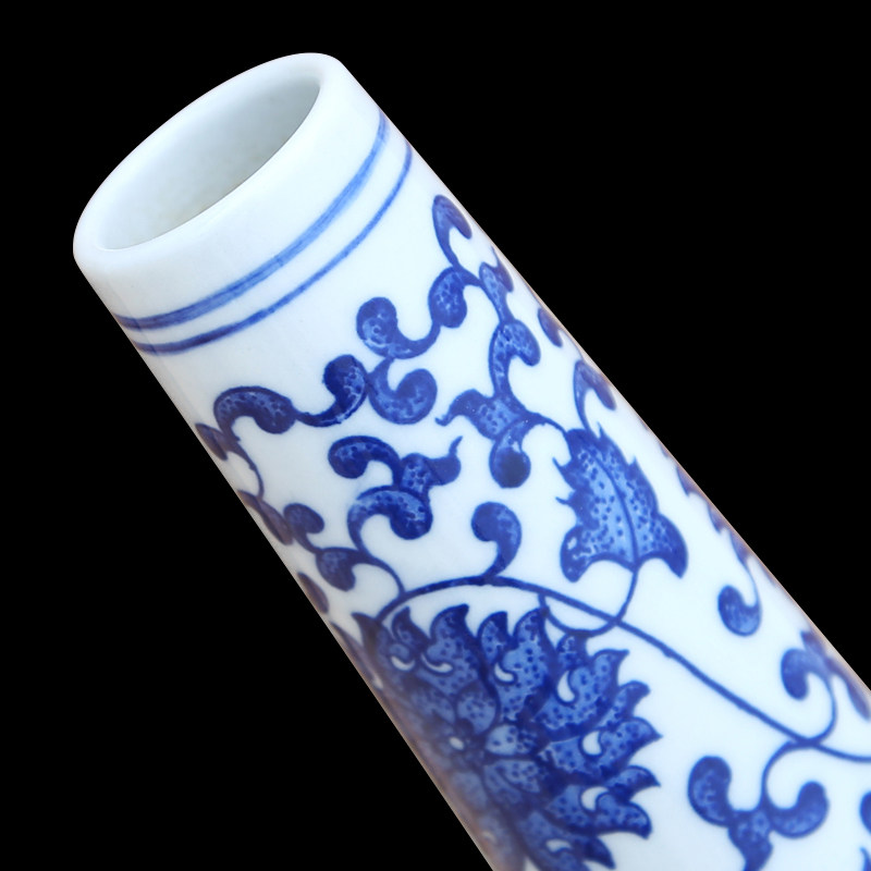 景德镇陶瓷器仿古青花瓷缠枝莲纹胆瓶客厅办公室装饰品客厅摆件