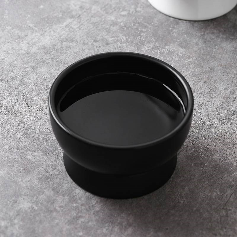 猫碗陶瓷釉下彩猫咪食盆狗碗宠物专用高脚斜口吃粮饮水黑色碗护颈