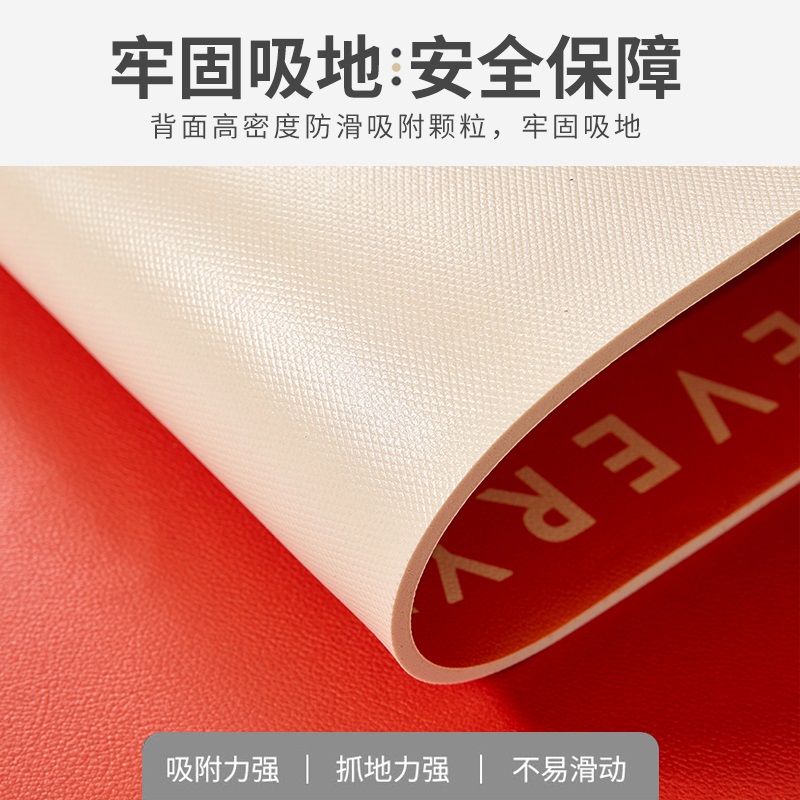 兔年新年入户门红色皮革地垫家用进门门口防滑可裁剪可擦免洗门垫