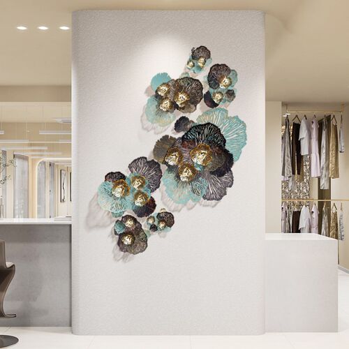 中式挂件金属墙饰花瓣沙发背景装饰客厅酒店前台餐厅立体花朵壁挂
