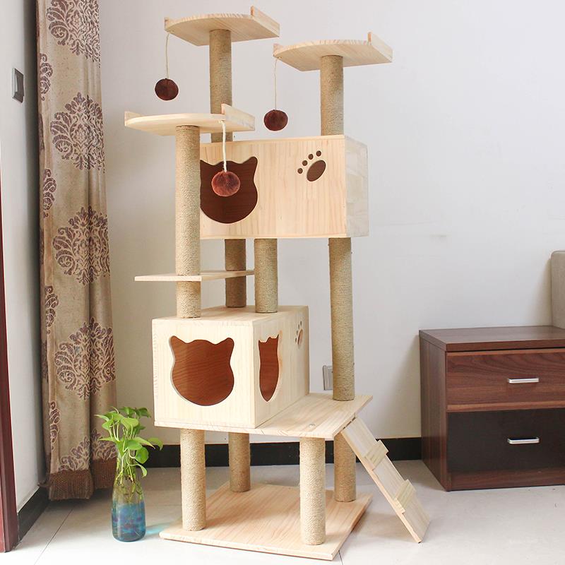 松木超大环保实木猫爬架豪华猫树猫窝猫抓板宠物玩具包邮