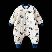 睡袋秋冬款 宝宝防踢被神器纯棉婴儿连体睡衣 儿童加厚夹棉防寒冬季