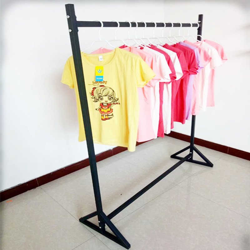 铁艺服装店衣架展示架落地式服装货架挂衣服架子复古落地衣架单杠