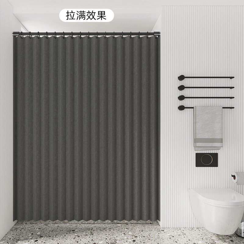 折叠浴帘套装免打孔卫生间浴室防水布双侧磁吸加厚保温隔断帘挂帘