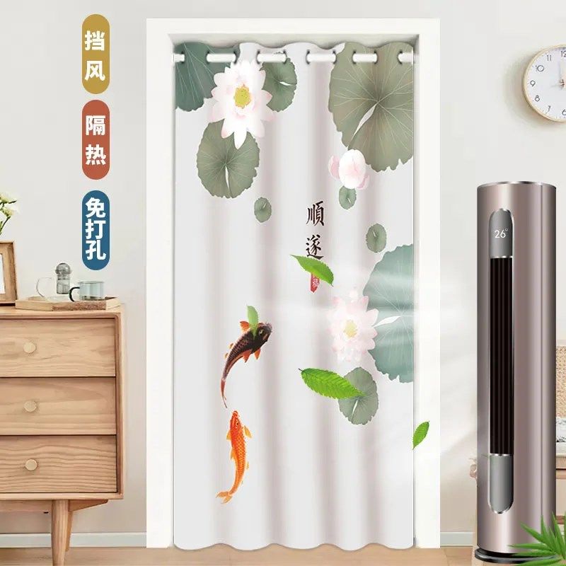 中式卧室门帘隔断帘空调家用长款防风免打孔卫生间厨房遮挡布帘子,居家布艺,门帘,淘宝优惠券,粉丝福利购,淘宝优惠卷