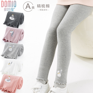 女童内搭裤秋装儿童裤子2023新款中大童外穿纯棉长裤加绒白色童装
