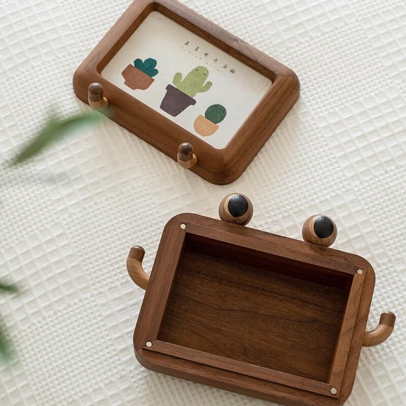 高级感实木可爱创意摆台洗照片做成收纳相框木质桌面手机支架摆件