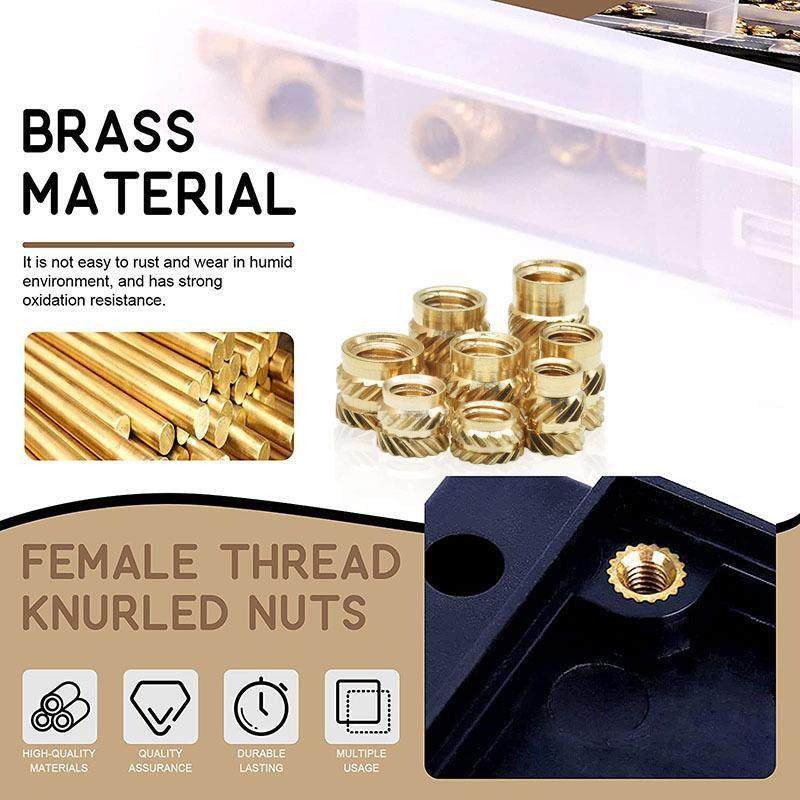110/145/300PCS热熔铜螺母盒装土八双斜纹铜花母套装