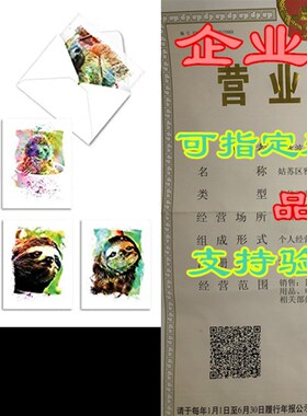 Funky Rainbow Sloth - Box of 10 Blank Animal Note Cards w