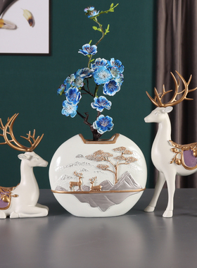 创意北欧招财鹿摆件客厅玄关电视柜酒柜软装饰品家居工艺礼品摆设