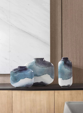 新中式彩绘陶瓷花瓶摆件客厅玄关电视柜插花花器样板间禅意装饰品