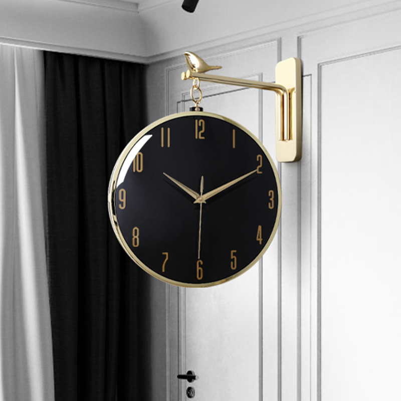 网红双面轻奢钟表挂墙时钟品牌个性创意挂钟客厅家用时尚现代简约