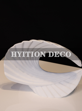 现代创意海浪水花几何艺术摆件样板房售楼处书房书架软装饰品摆设