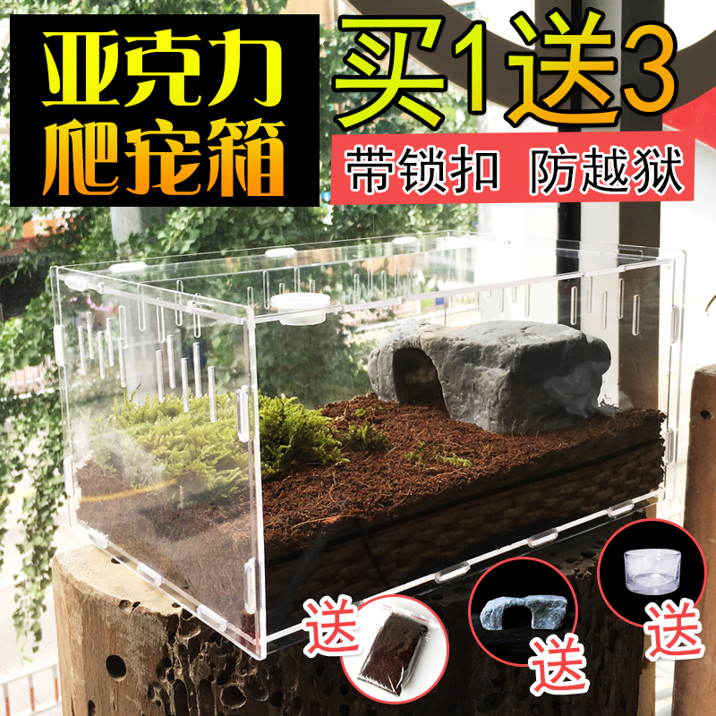 爬虫饲养盒宠物箱透明亚克力蜘蛛守宫角蛙甲虫乌龟造景爬宠饲养盒
