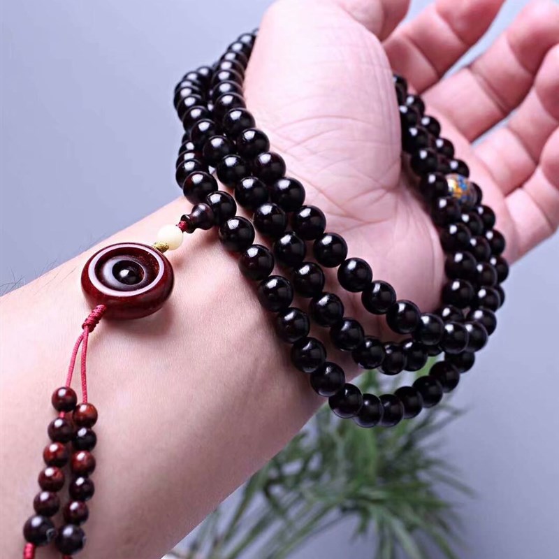 小叶紫檀手串108颗佛珠手链8mm 时来运转高油密材质细腻念珠