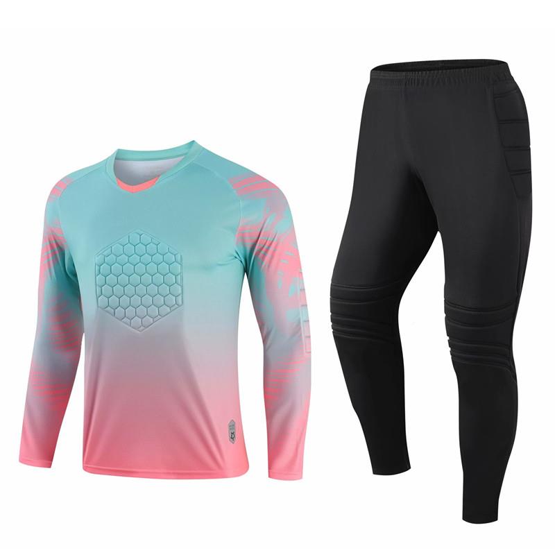 l儿童足球守门服门将防护服门撞长袖套装防服比员赛训练服成守人M