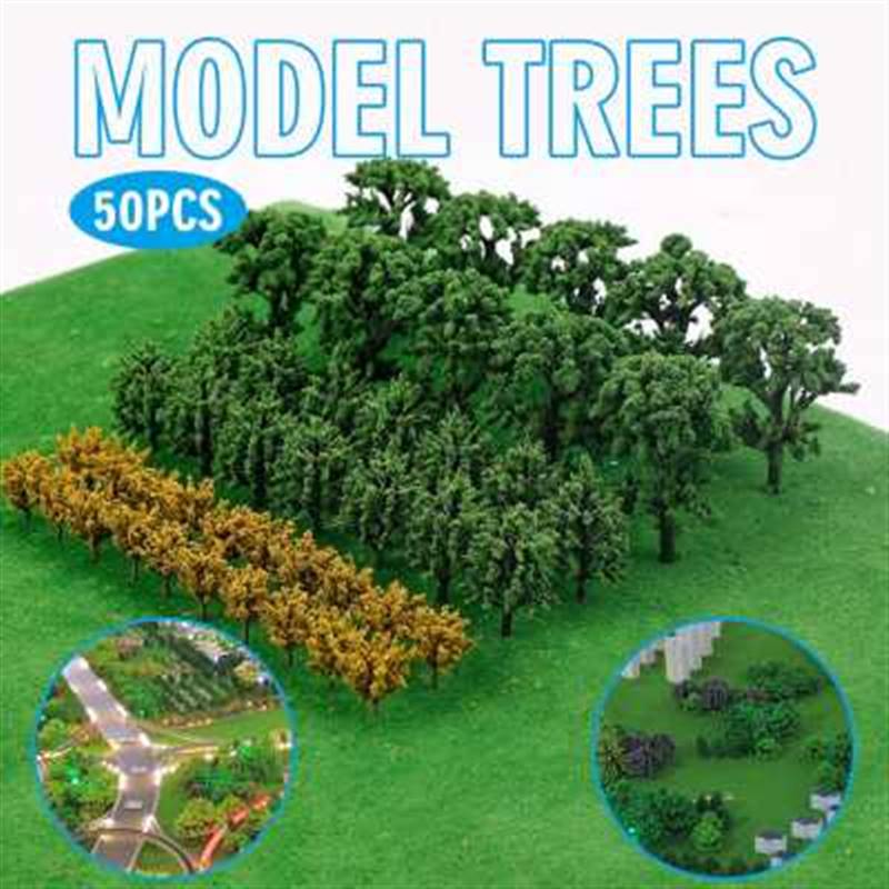50pcs Plastic Model Trees DIY Train Railroad Scenery Landsca