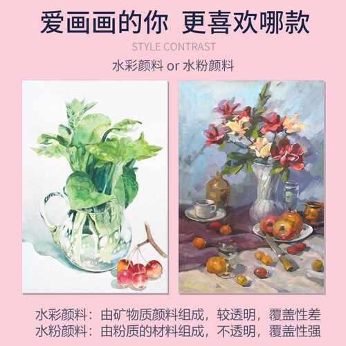 极速水粉画颜料装画画水彩画笔工具箱初学者12色24色管装套装