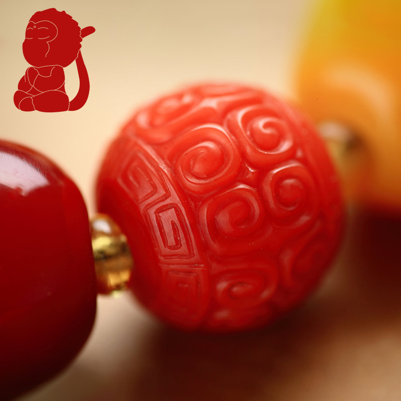 蜜蜡白蜜琥珀南红玛瑙水晶玉髓散珠手串单颗圆鸡油黄白妖绿松猛犸