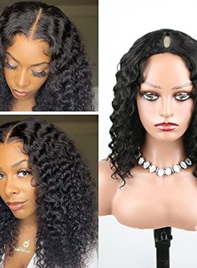 V Part Wig Human Hair Deep Wave  Clong 180% Density V Part W