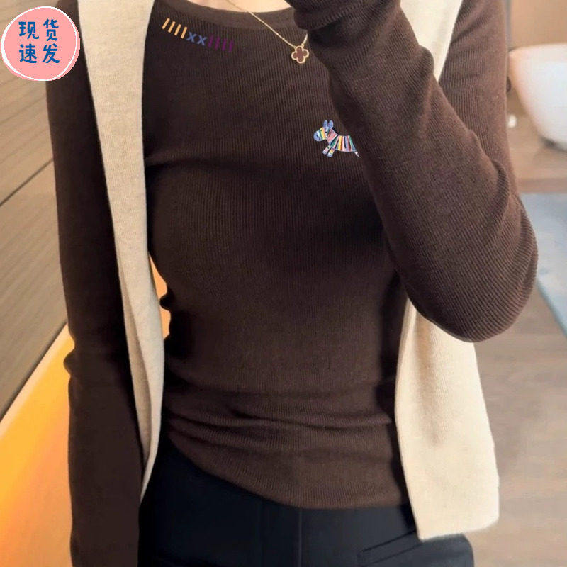 法式秋冬打底衫女内搭卡通印花圆领毛衣淡人高知修身长袖针织上衣,个性定制/设计服务/DIY,棉服工装,淘宝优惠券,粉丝福利购,淘宝优惠卷