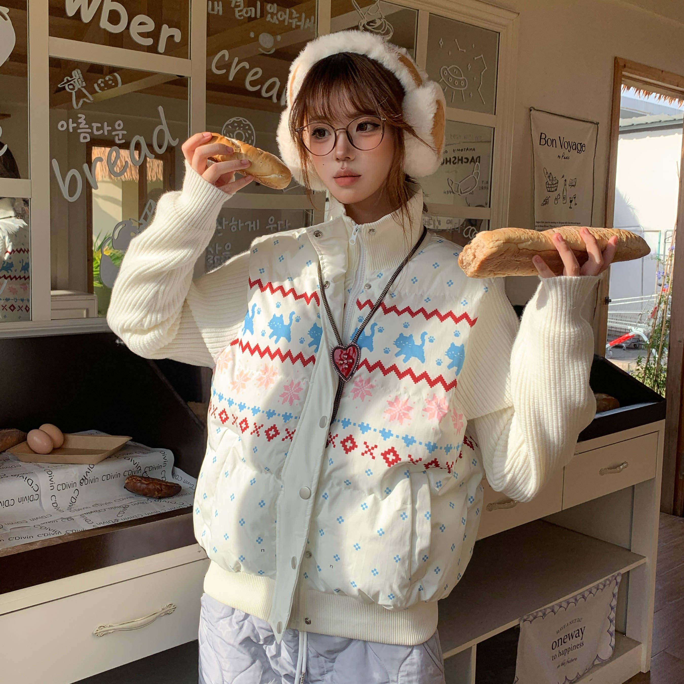 Amoeba甜酷费尔岛拼接针织立领棉服女冬季保暖加厚显瘦棉衣外套,个性定制/设计服务/DIY,棉服工装,淘宝优惠券,粉丝福利购,淘宝优惠卷