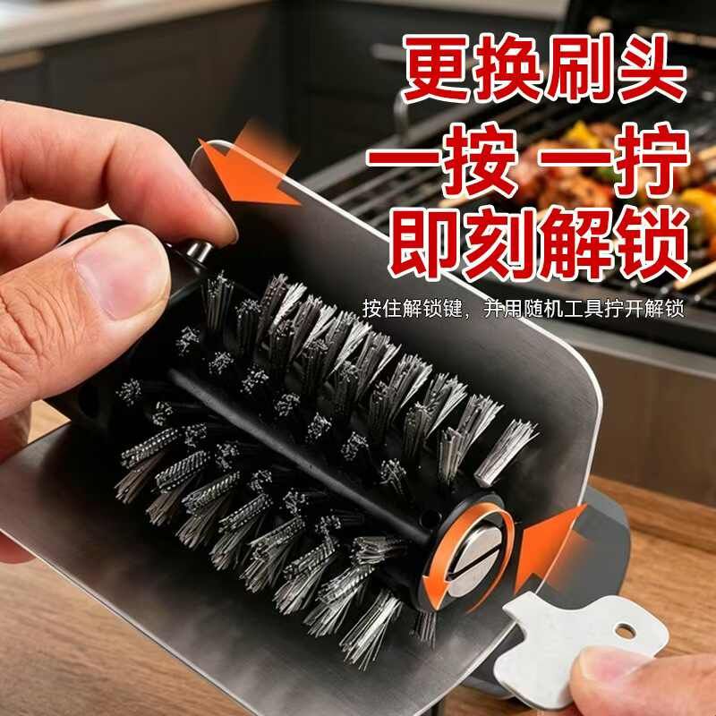 烤架刷清理工具电动烧烤刷钢丝不锈钢滚筒充电清洁刷户外清洁刷图片