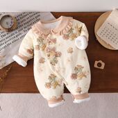 男女冬天加棉爬服棉服新生婴儿秋冬哈衣纯棉百搭衣服连体衣蝴蝶衣