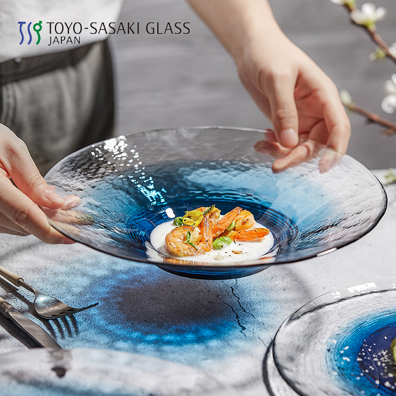 东洋佐佐木海蓝盘手工制锤纹水纹