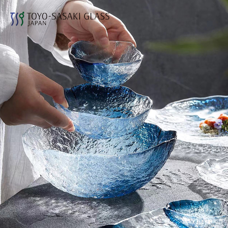 东洋佐佐木清露玻璃盘手工不规则