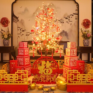 好货2025蛇年春节装饰树灯新年晚会美陈大型场景布置商场店铺装饰