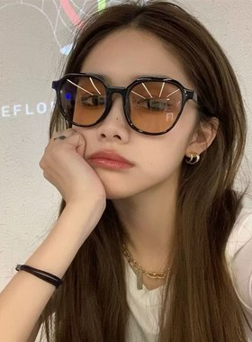 凹造型街拍复古个性大脸时尚茶色太阳眼镜女显瘦isn韩版墨镜男潮