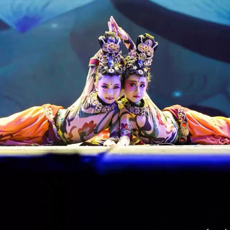 云川之舞演出服灼灼千姿舞蹈女童儿童敦煌飞天古典舞元旦表演服装