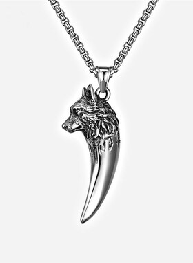 极速Punk Hip Hop Wolf Teeth Spike Cast Titanium Steel Men Ne