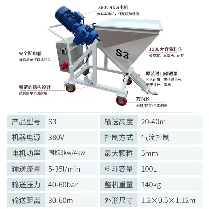 新品厚型薄型防火涂料喷涂机多功能抗裂砂浆真石漆腻子钢结构隧道