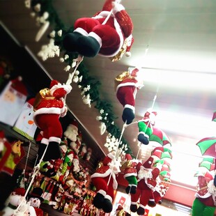 圣诞老人降落伞装饰品 圣诞老人爬绳挂件 跳伞圣诞老人吊顶装饰