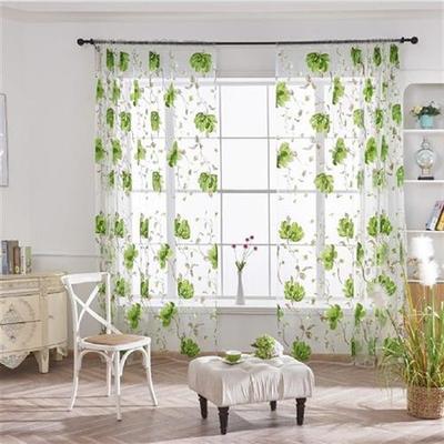 1 Pcs Luxury Sheer Curtains For Living Room Leaves Tulle