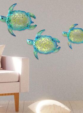 极速3Pcs Beach Theme Sea Turtle Wall Art Turtle Figurine Met