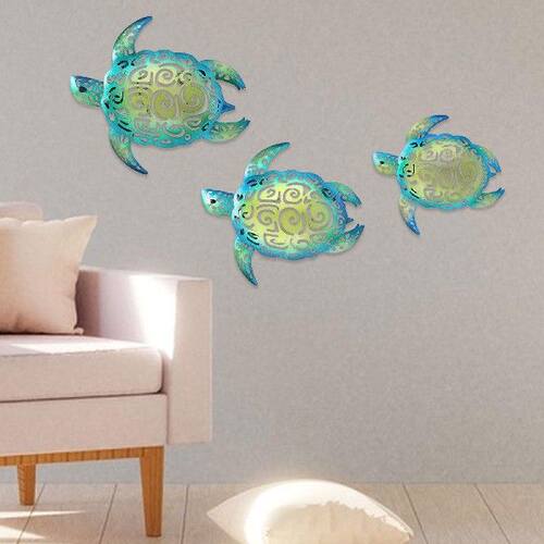 极速3Pcs Beach Theme Sea Turtle Wall Art Turtle Figurine Met