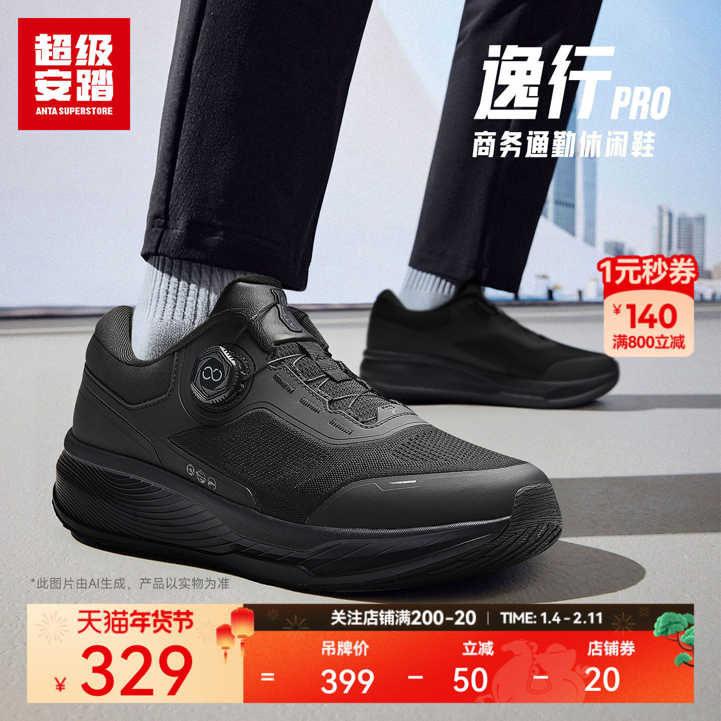 超级安踏逸行pro | 通勤休闲鞋男2026春新运动鞋商务鞋112617711U,运动鞋new,运动休闲鞋,淘宝优惠券,粉丝福利购,淘宝优惠卷