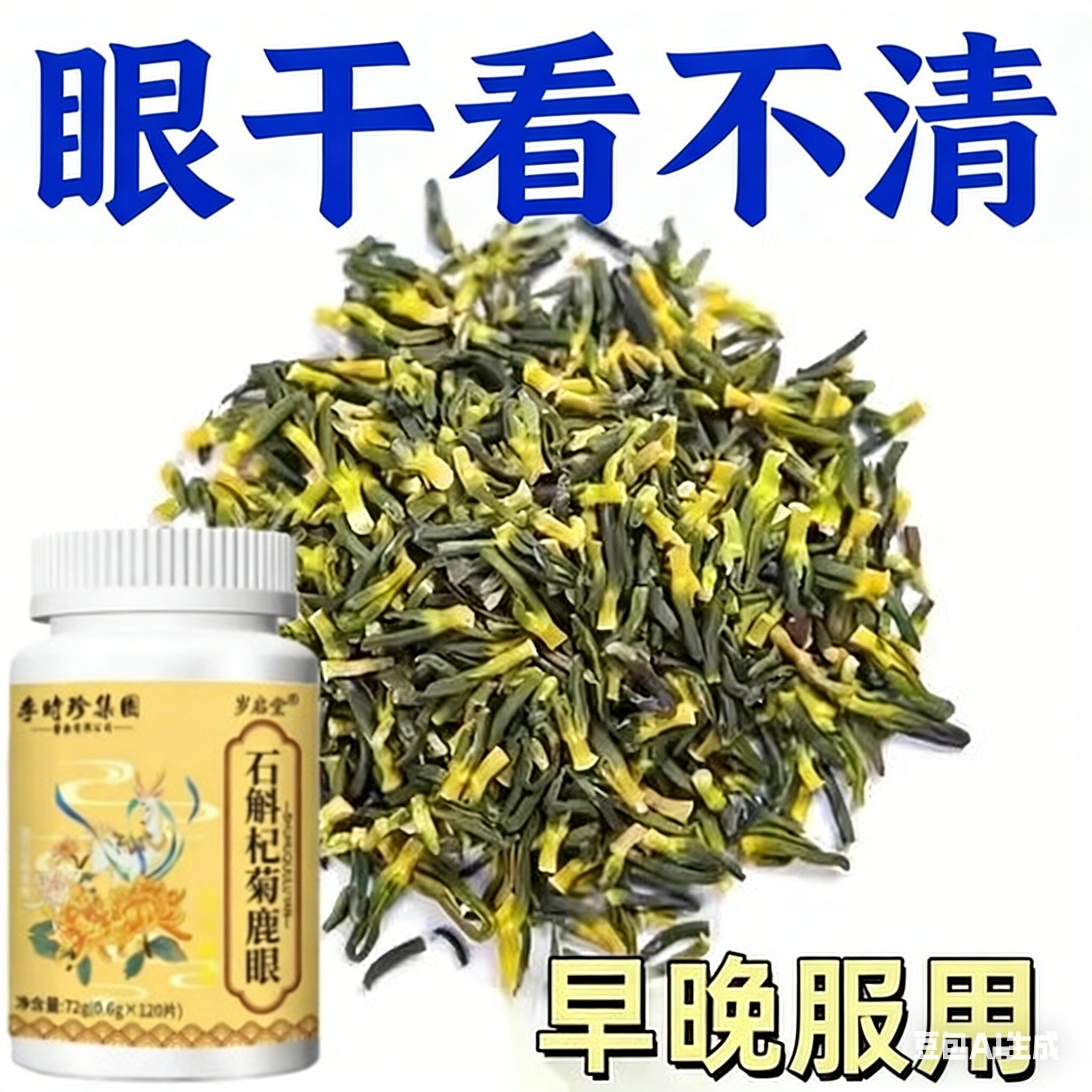 眼睛干涩模糊】疲劳模糊眼养眼涩肝干护眼正品店石斛杞菊鹿眼片