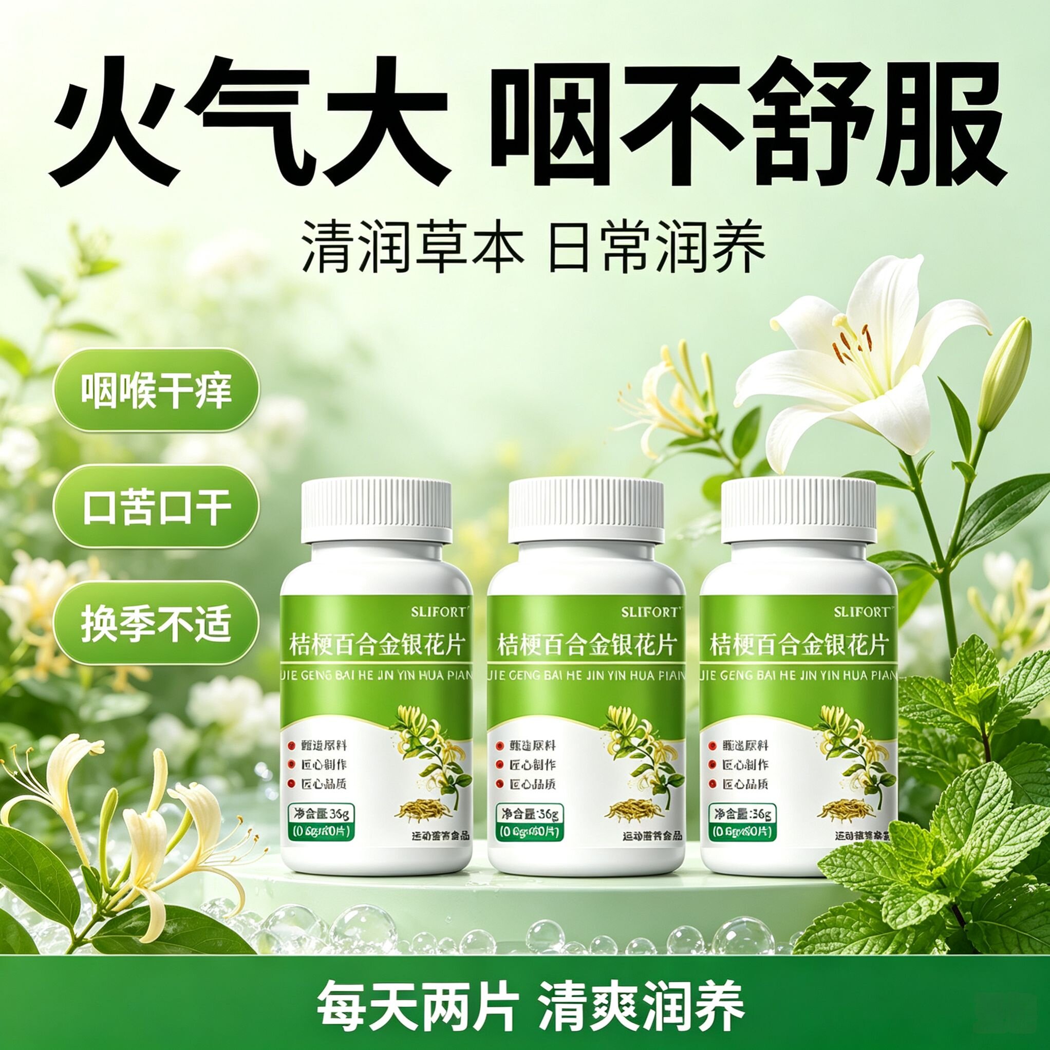 鼎卓堂桔梗百合金银花片清润草本咽喉干痒口苦日常润养润肺口干